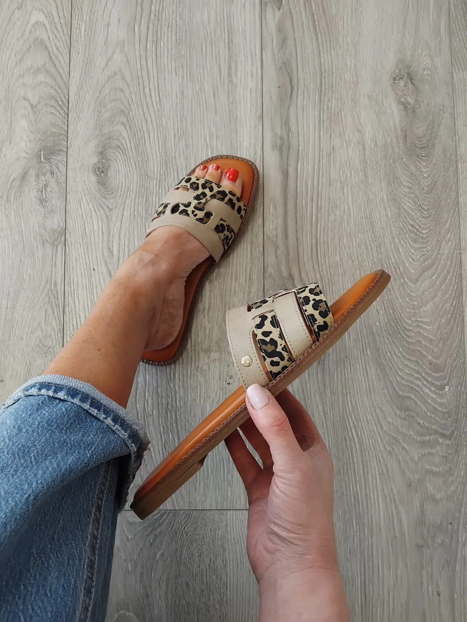 Mustang - 1519-701 Beige and Leopard Slide