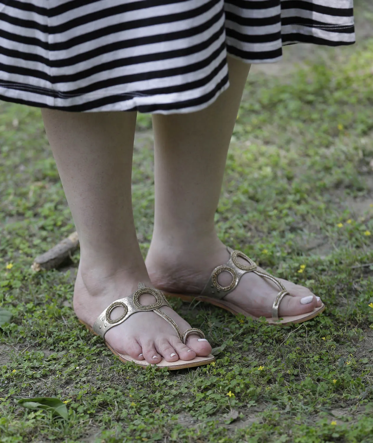 Natasha Gold Cut  Out Sandals