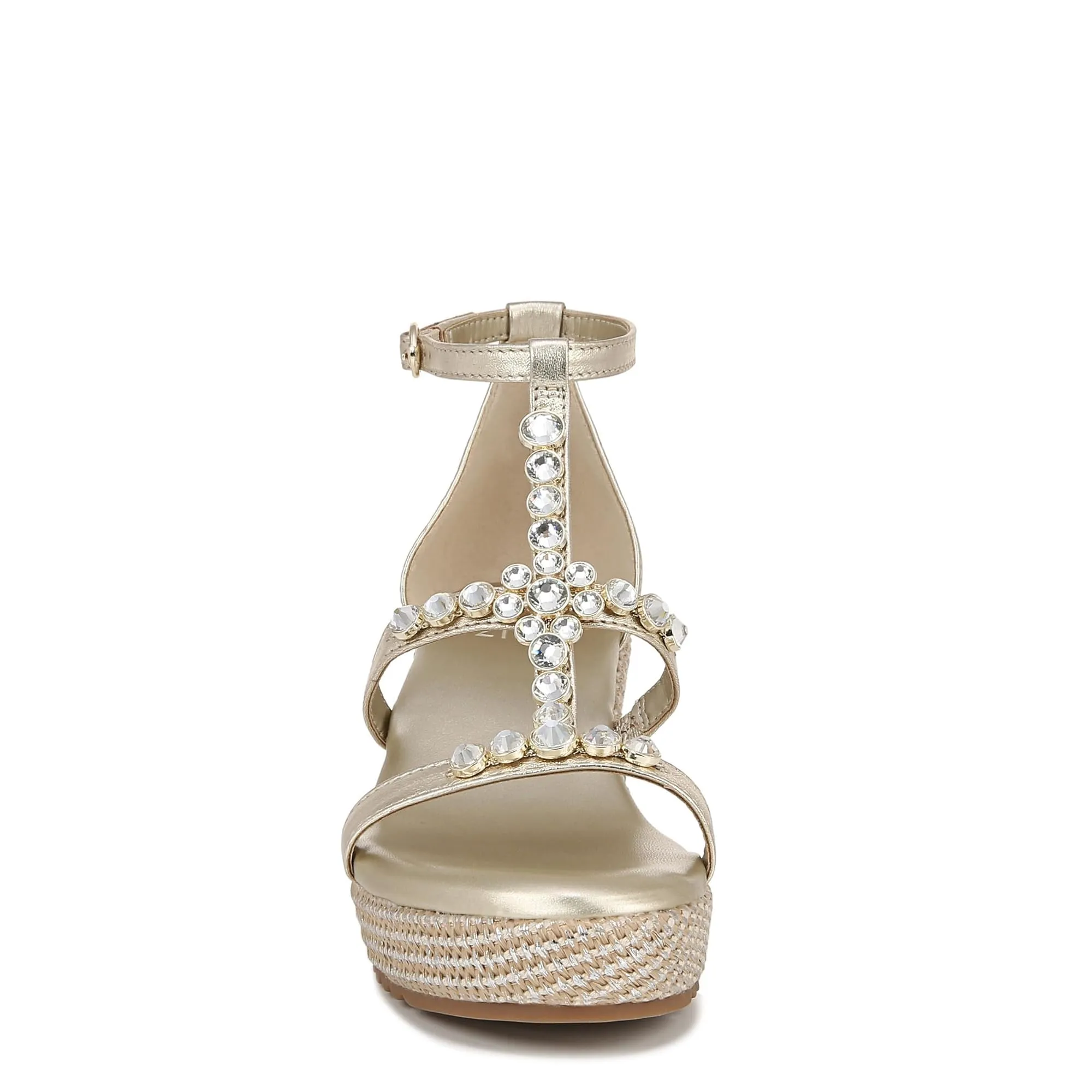 Naturalizer Womens Serena Strappy Wedge Sandal Champagne Metallic 9.5 M