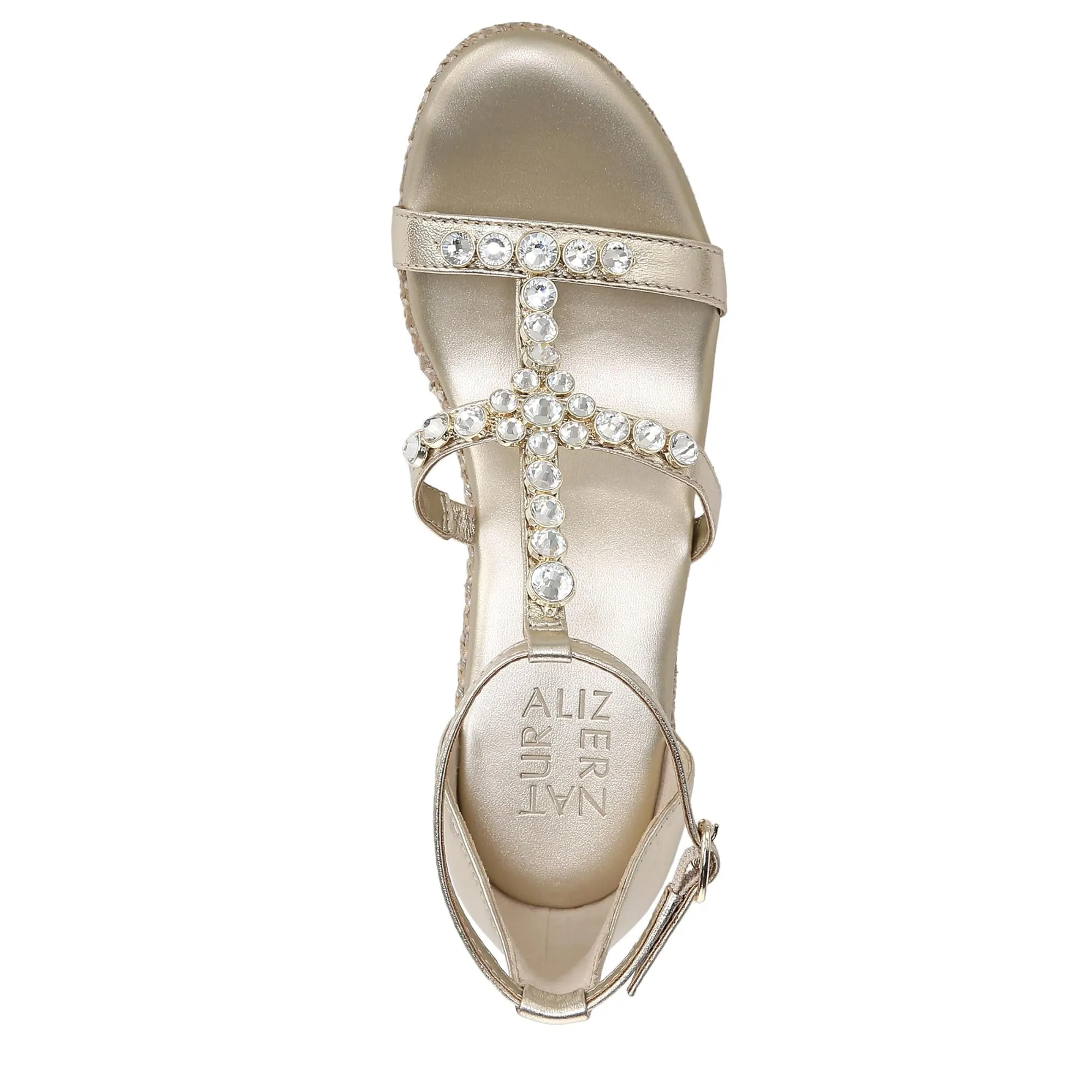 Naturalizer Womens Serena Strappy Wedge Sandal Champagne Metallic 9.5 M