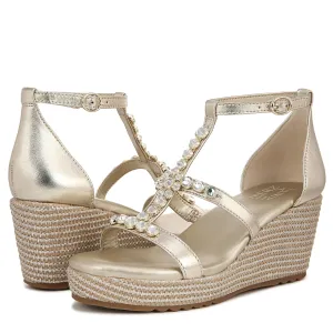 Naturalizer Womens Serena Strappy Wedge Sandal Champagne Metallic 9.5 M