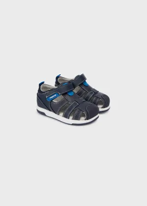 Navy Blue Leather Sandals