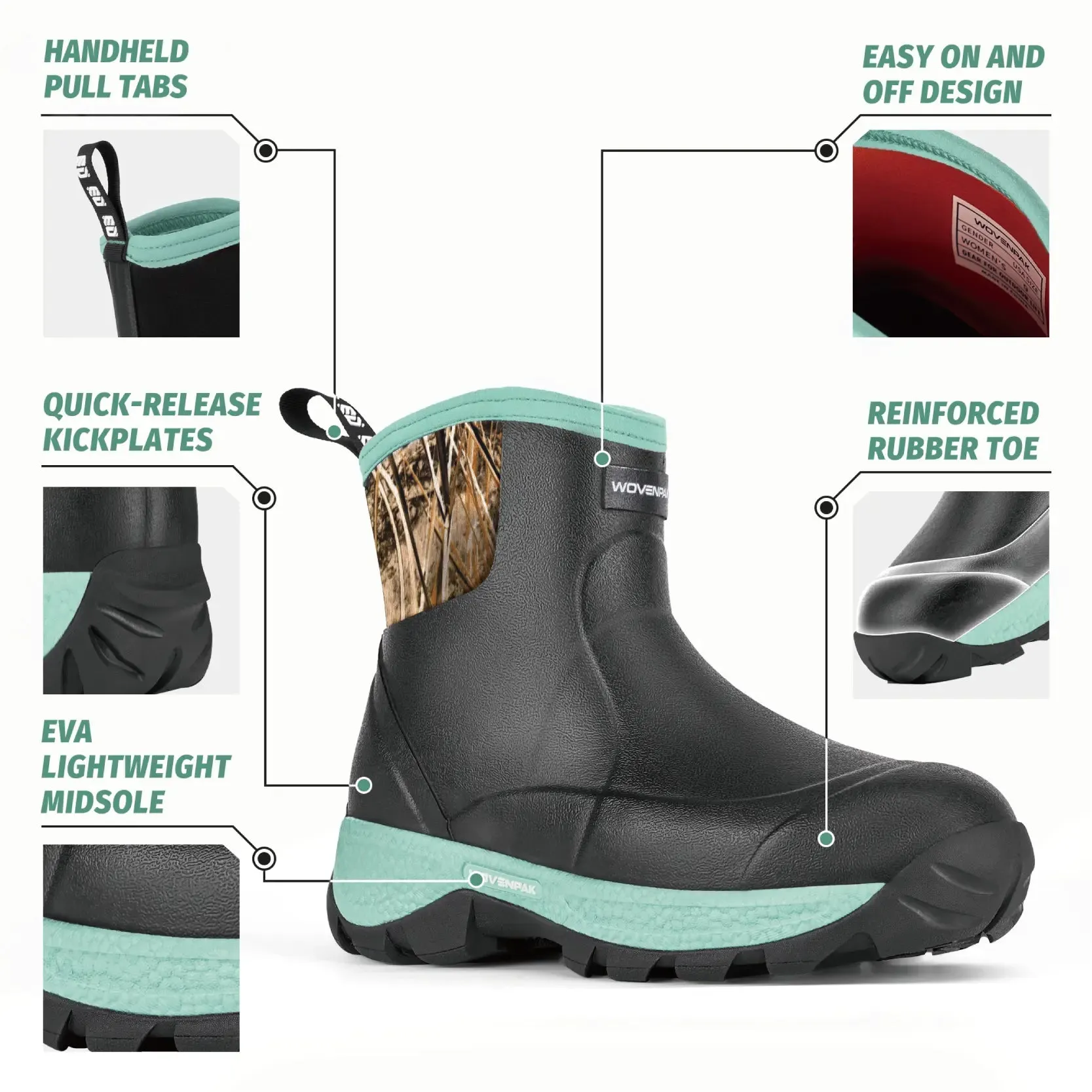 Neoprene Rubber Rain Boots Waterproof Women