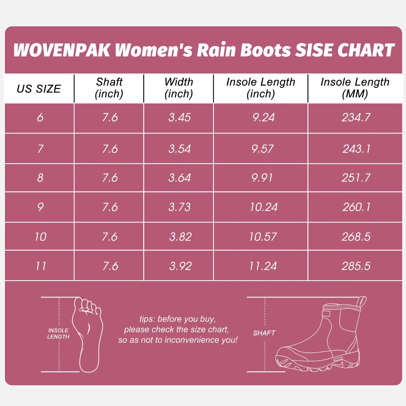 Neoprene Rubber Rain Boots Waterproof Women
