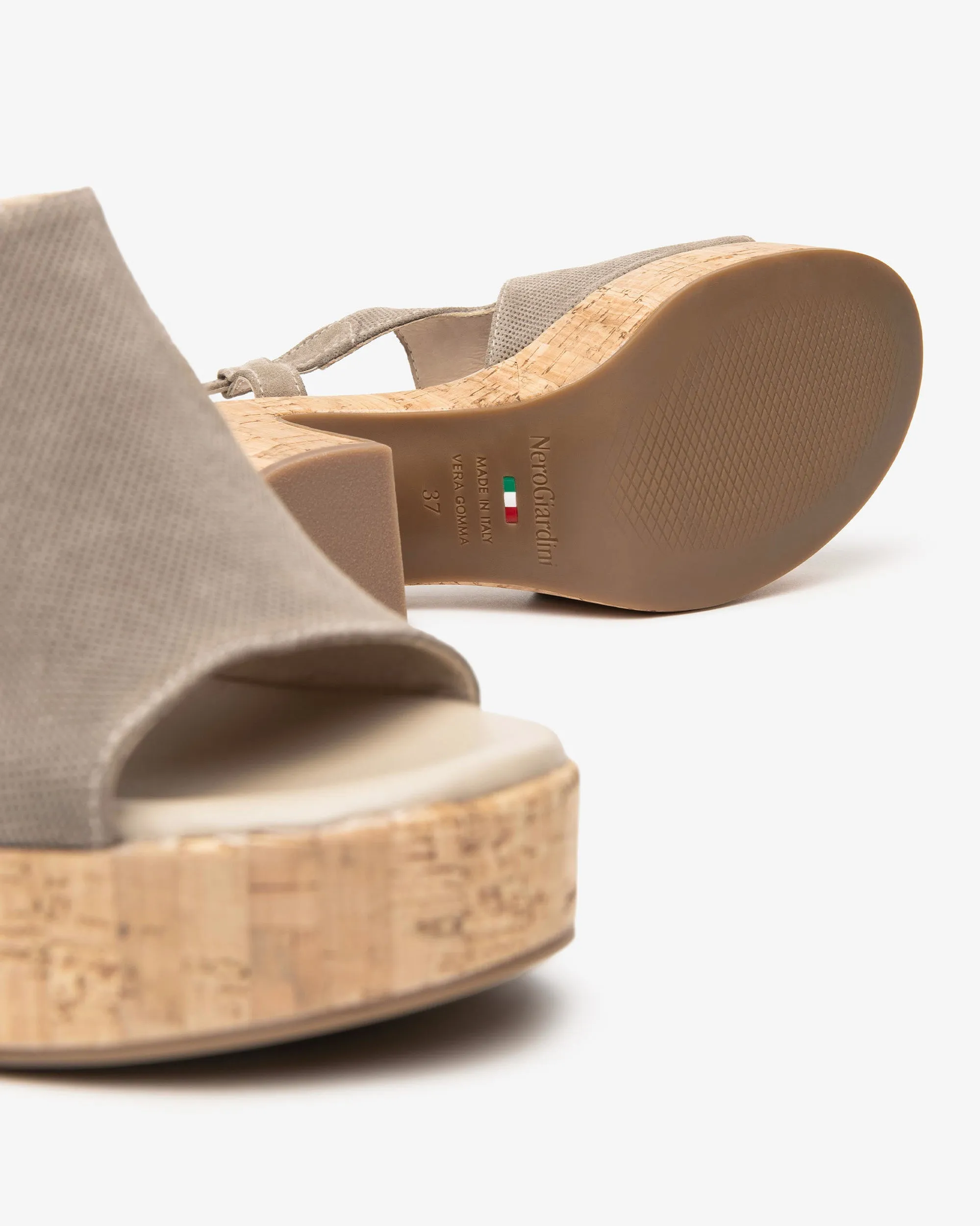 NeroGiardini Platform Sandal with Cork Heel
