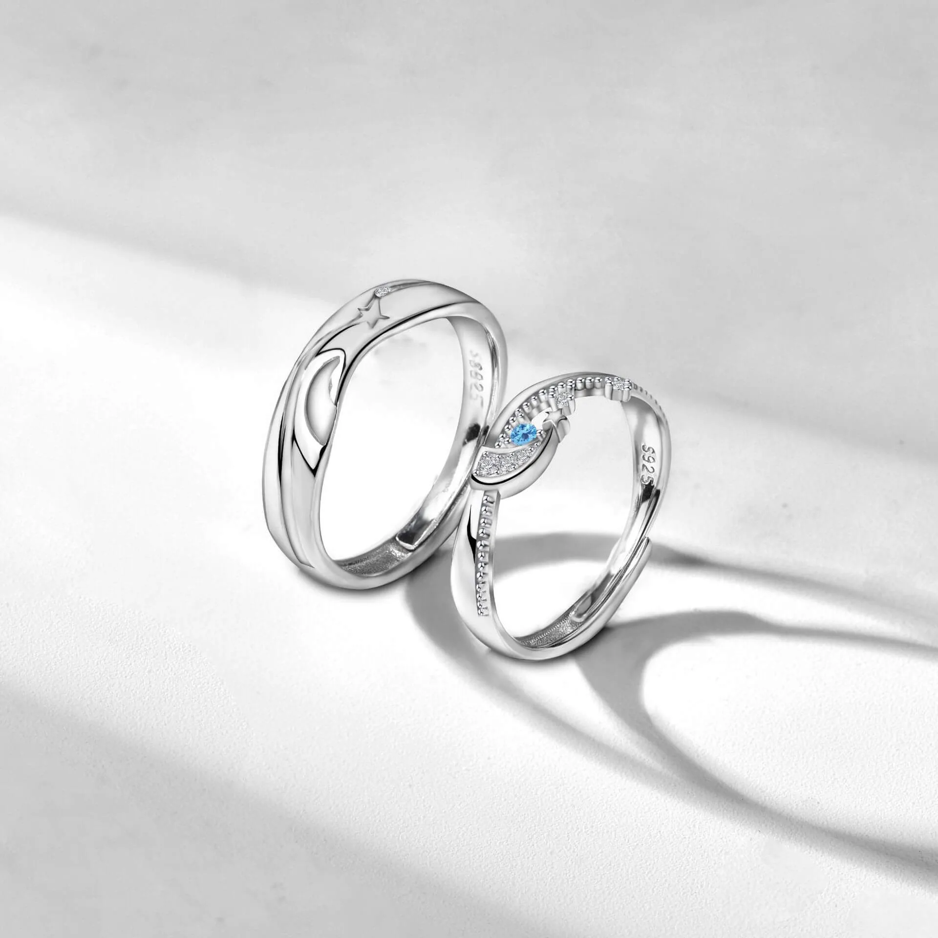 Never Apart Moon & Stars Matching Rings