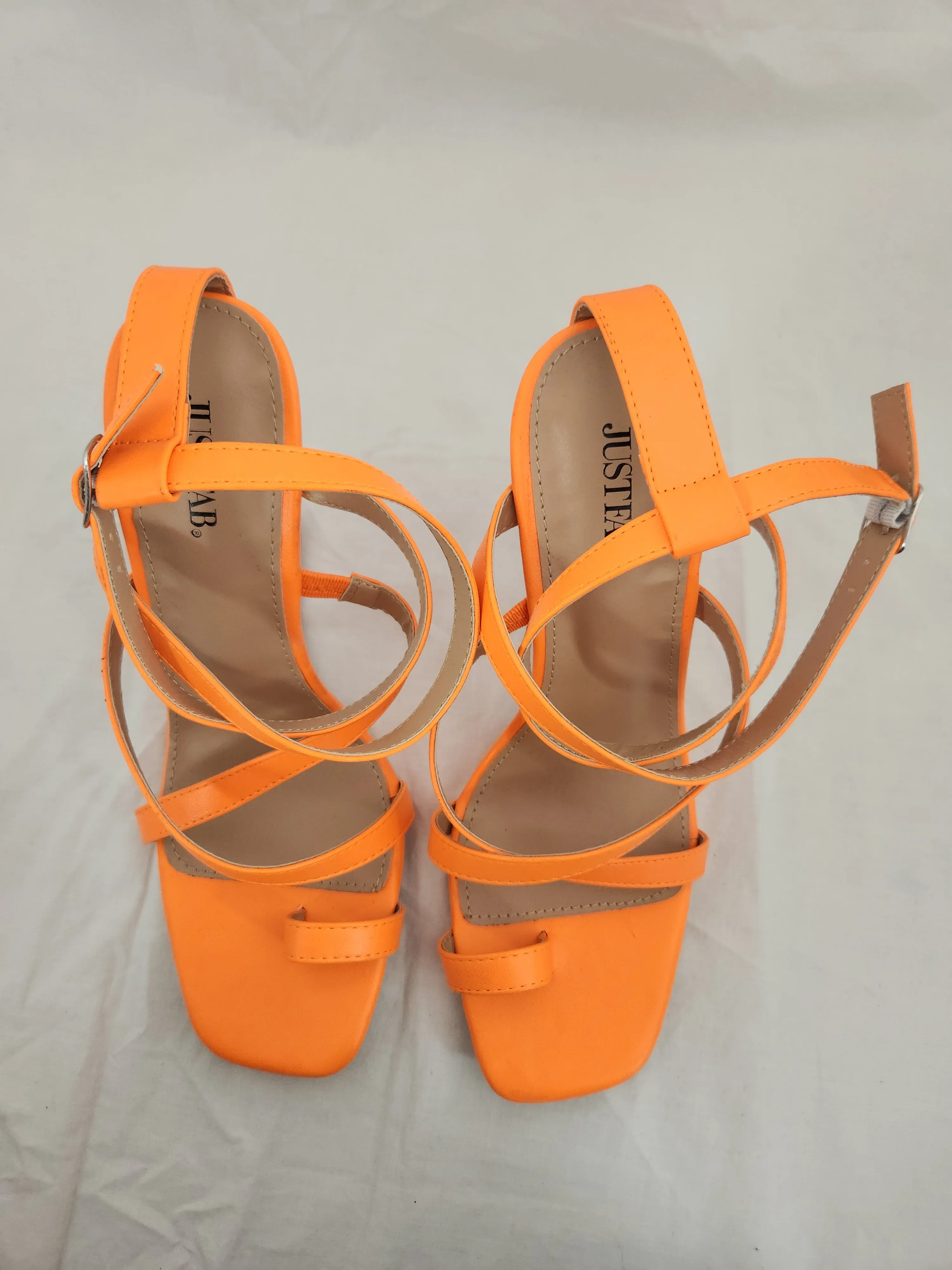 NEW - JustFab Neon Orange Neila Strappy Wedge - Size: 9