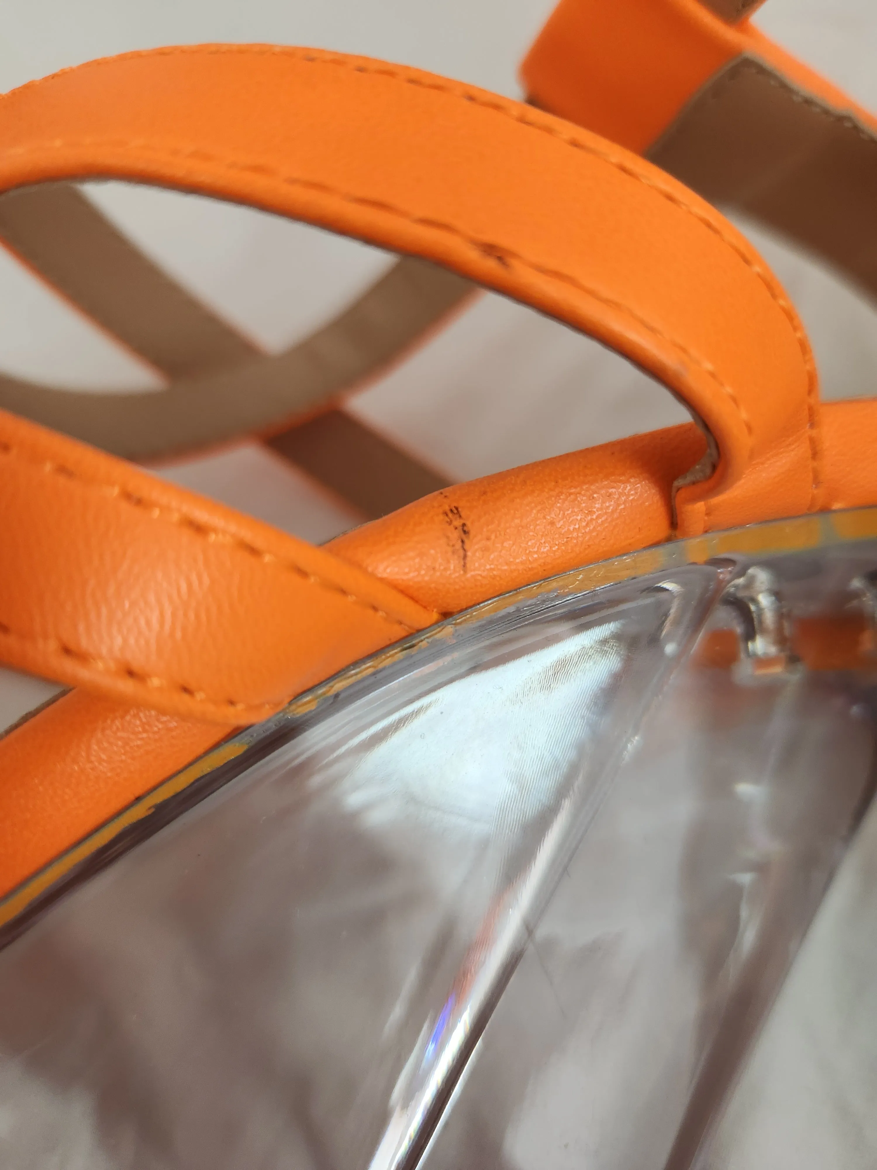 NEW - JustFab Neon Orange Neila Strappy Wedge - Size: 9
