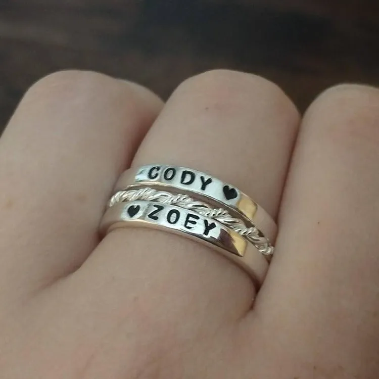 Personalized Silver Stacking Rings | Stackable Name & Accent Rings