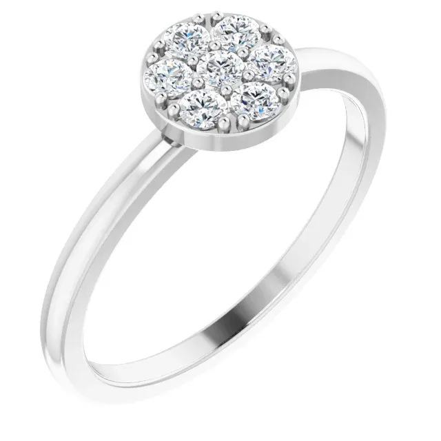 Platinum 1/5 CTW Diamond Stackable Cluster Ring