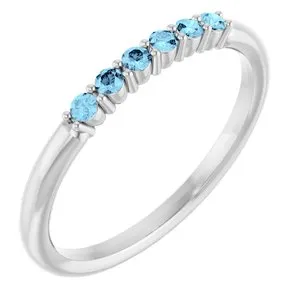 Platinum Natural Aquamarine Stackable Ring