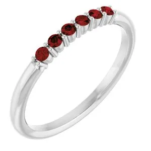 Platinum Natural Mozambique Garnet Stackable Ring