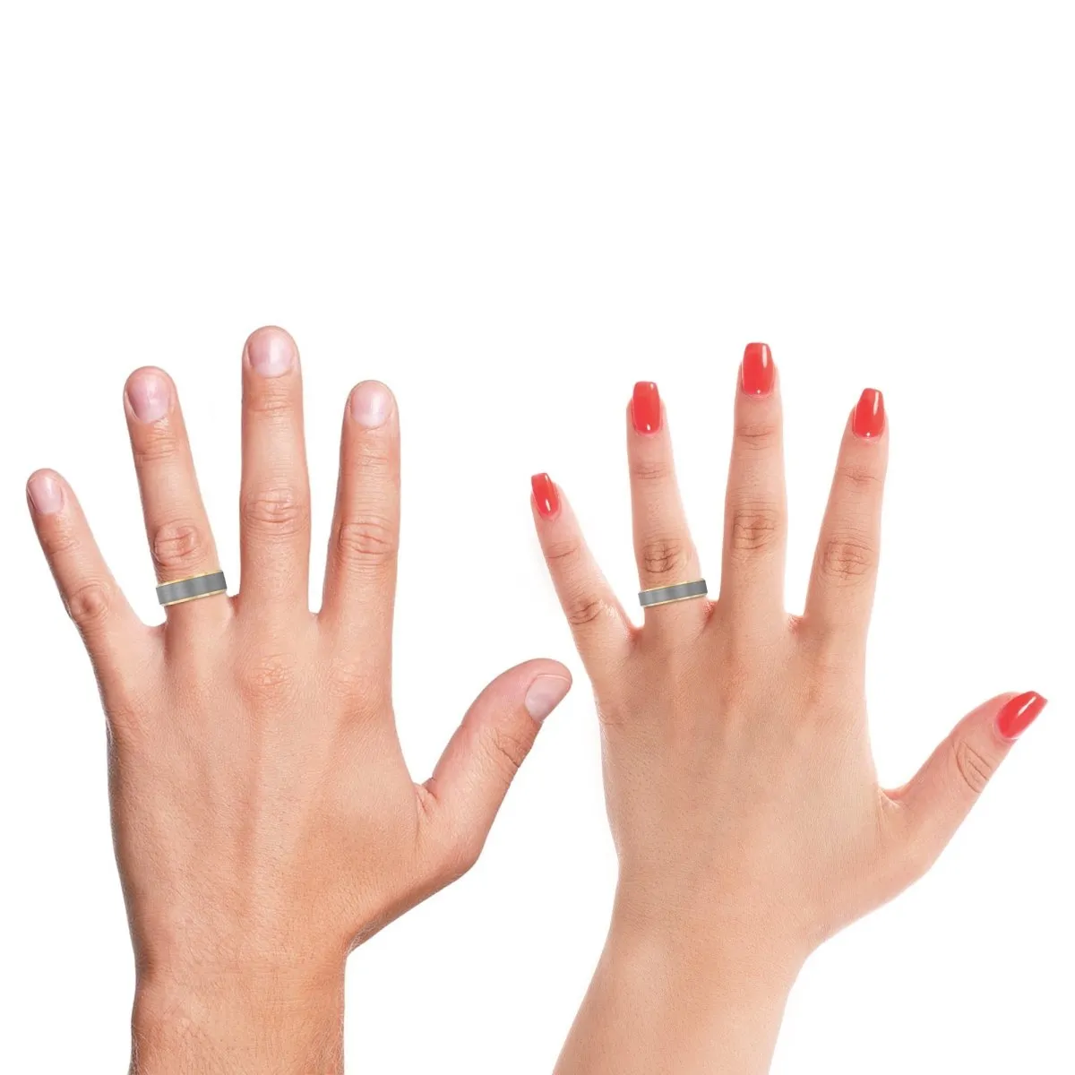 PRESERVER | Rose Gold Ring, Brushed, Silver Tungsten Ring, Gold Beveled Edges