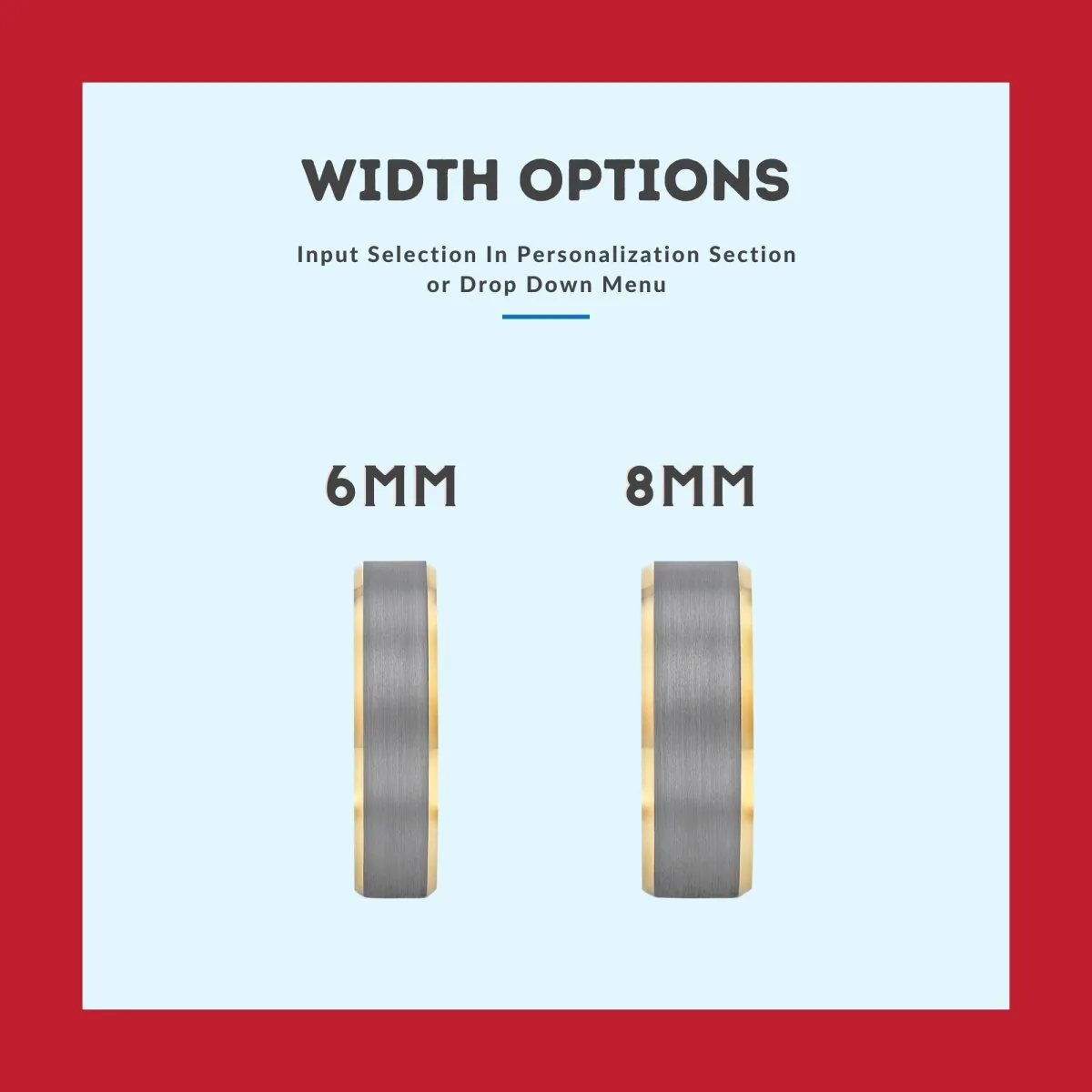 PRIME | Blue Ring, Brushed, Silver Tungsten Ring, Gold Beveled Edges