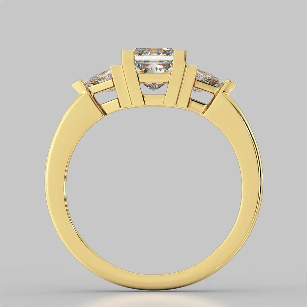 Princess Cut Three-Stone Wedding Set With 2 Matching Bands