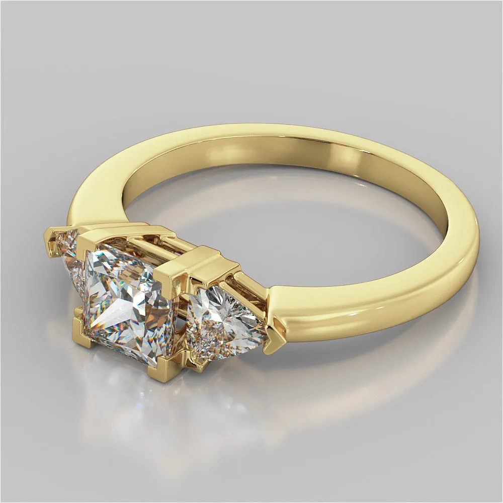 Princess Cut Three-Stone Wedding Set With 2 Matching Bands