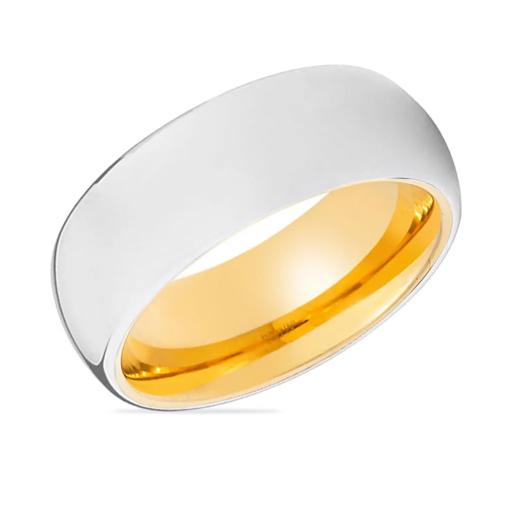 PYTHON | Gold Ring, Silver Tungsten Ring, Shiny, Domed