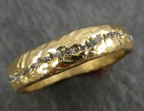Raw Rough Diamond Men's Wedding Band 18k Gold Black Grey conflict free diamonds Recycled gold byAngeline C0341
