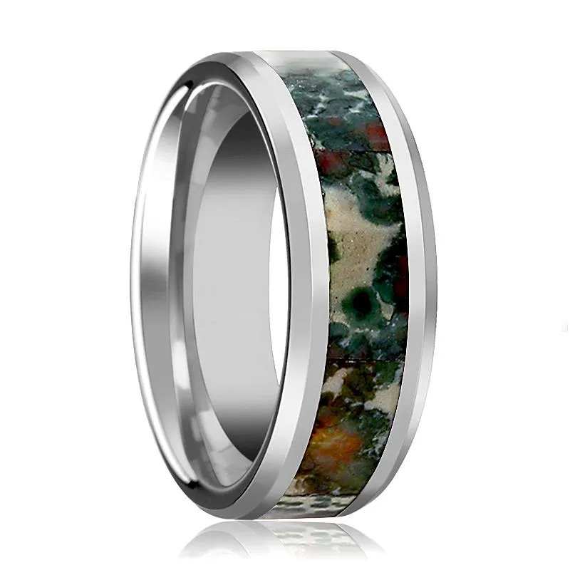 RAZZAK | Tungsten Ring Coprolite Fossil Inlay