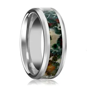 RAZZAK | Tungsten Ring Coprolite Fossil Inlay