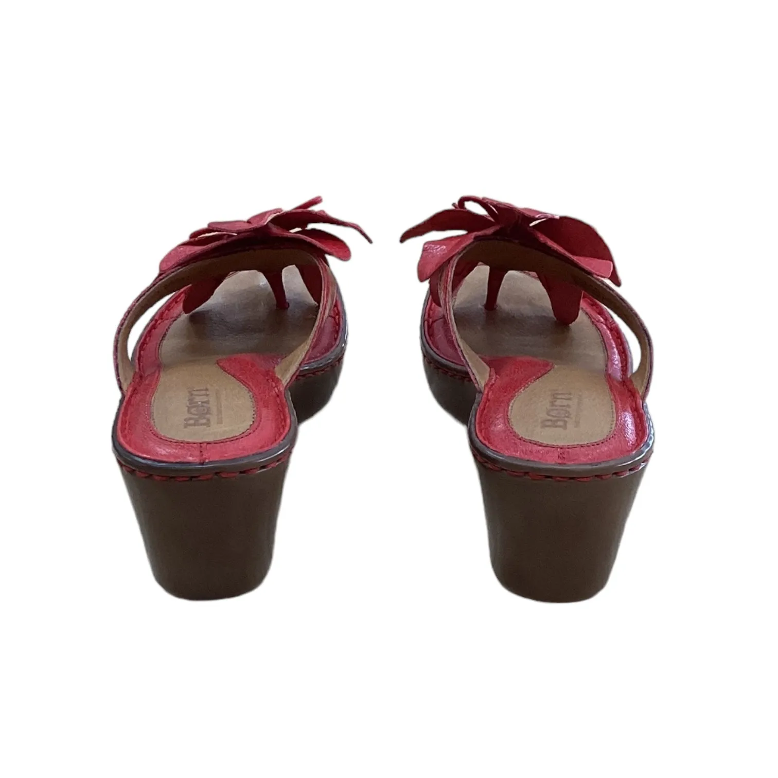 Red Sandals Heels Wedge Born, Size 6