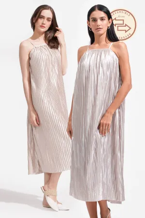 Reversible Sleeveless Pleated Dress