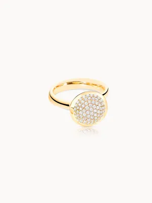 Ring BOUTON large Diamond Pavé 18K yellow gold