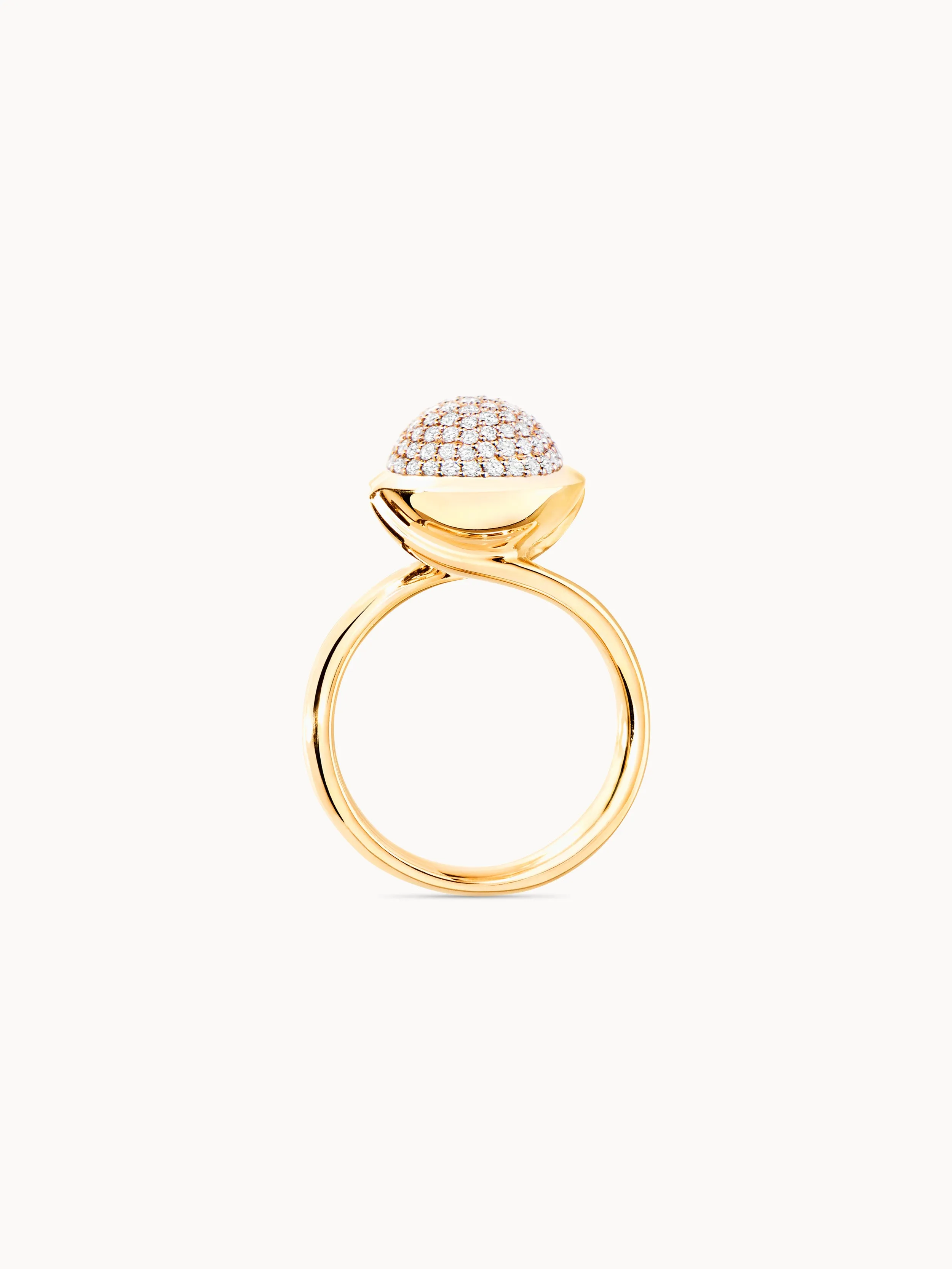 Ring BOUTON large Diamond Pavé 18K yellow gold