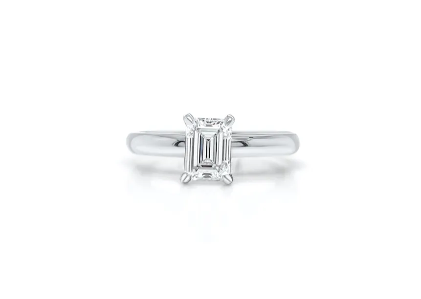 Ring Platinum GIA Solitaire Emerald Cut Diamond 1.01 cts H SI2