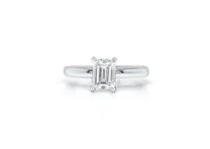 Ring Platinum GIA Solitaire Emerald Cut Diamond 1.01 cts H SI2