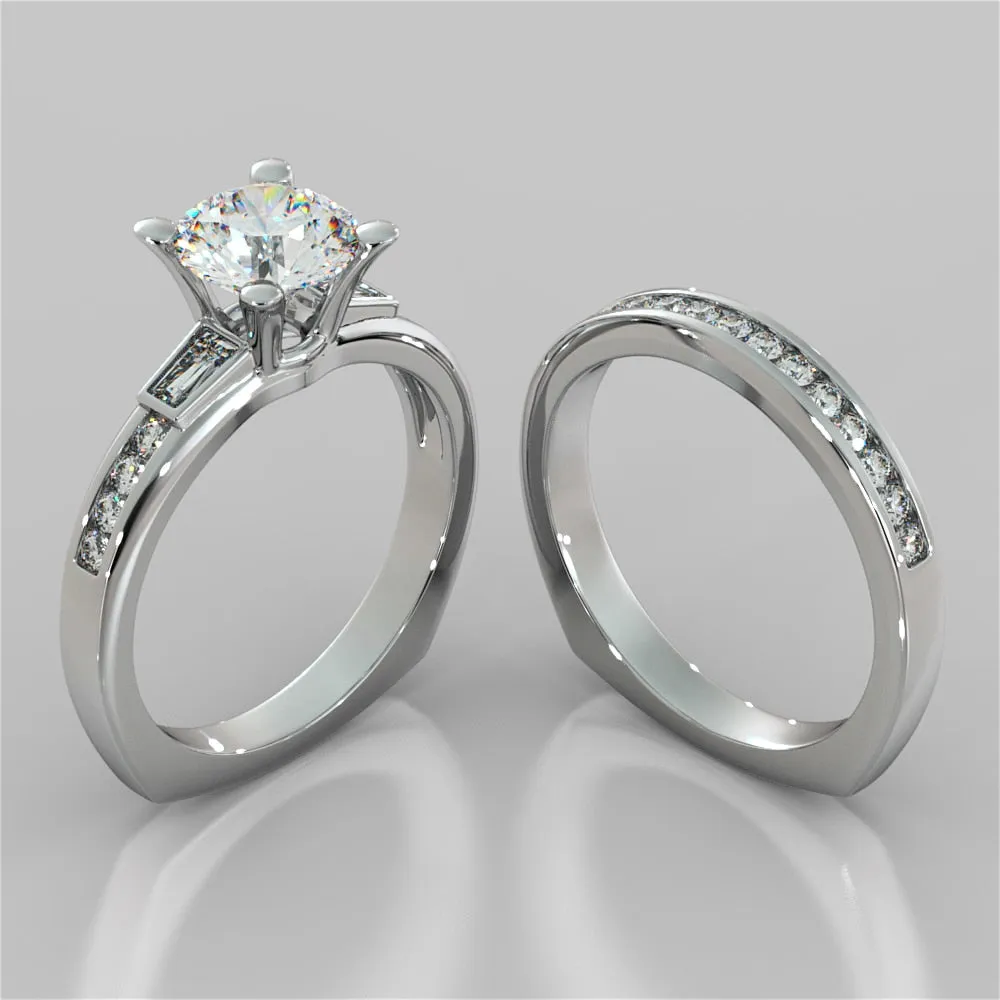 Round Cut Channel Set Wedding Set Euro-Style