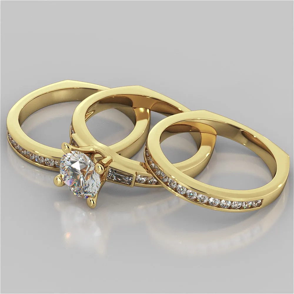 Round Cut Channel Set Wedding Set Euro-Style