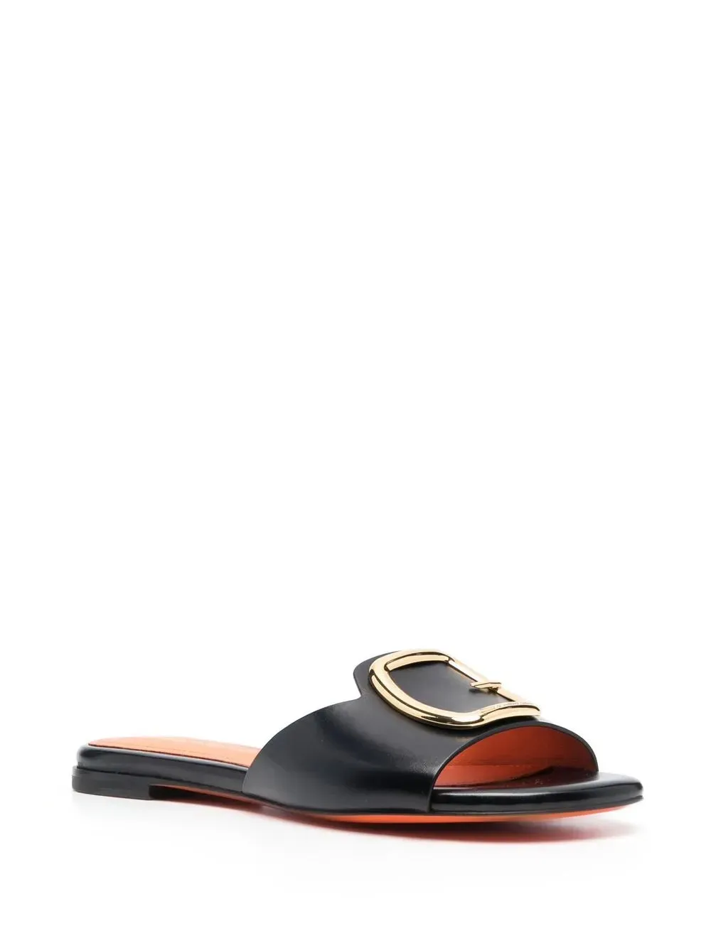 Santoni Apricot leather slip-on sandals
