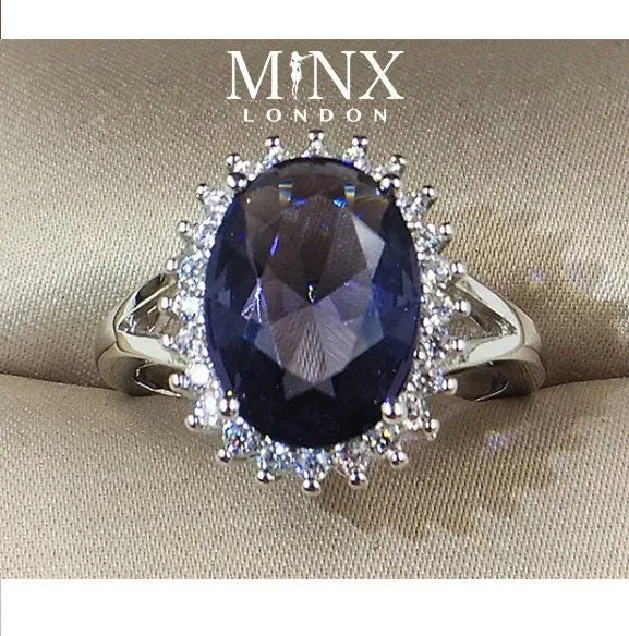 Sapphire Blue Diamond Ring | Blue Diamond Engagement Ring | Sapphire Blue Ring | Purple Wedding Ring | Blue Wedding Ring | Halo Ring