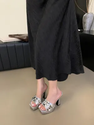 Sequin Versatile Chunky Heel Shoes