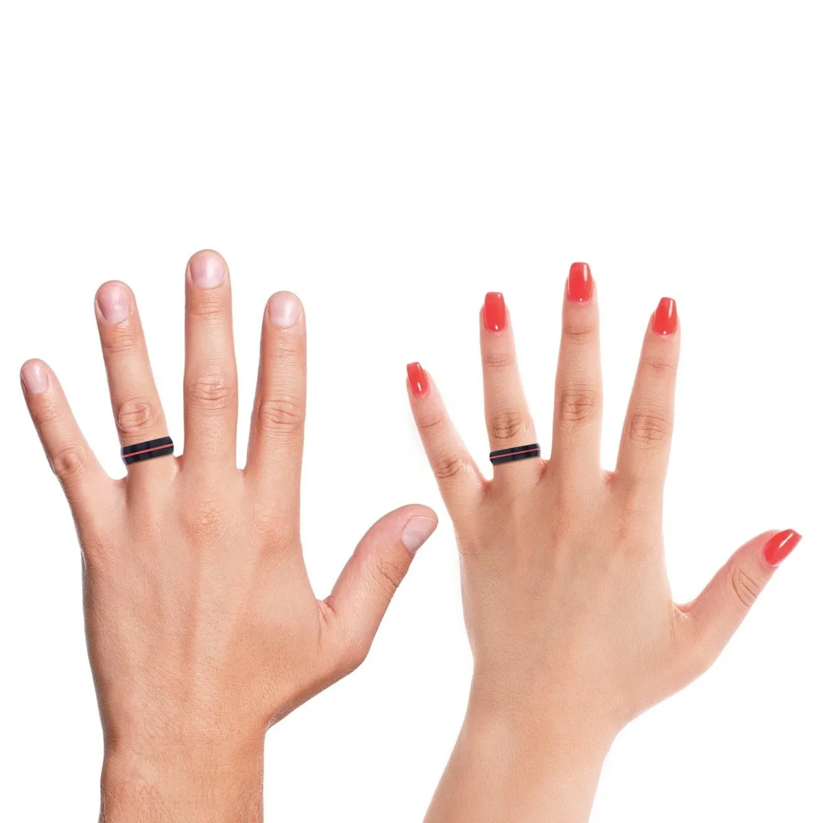 SKITTLE | Multi Color Wood, Black Tungsten Ring, Red Groove, Domed