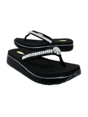 SOL RHINESTONE PU UPPER THONG SANDAL