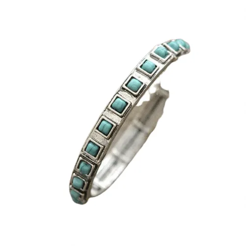 Square Stone Stretch Bangle Bracelet