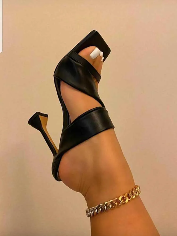 Square Toe PU Sandals