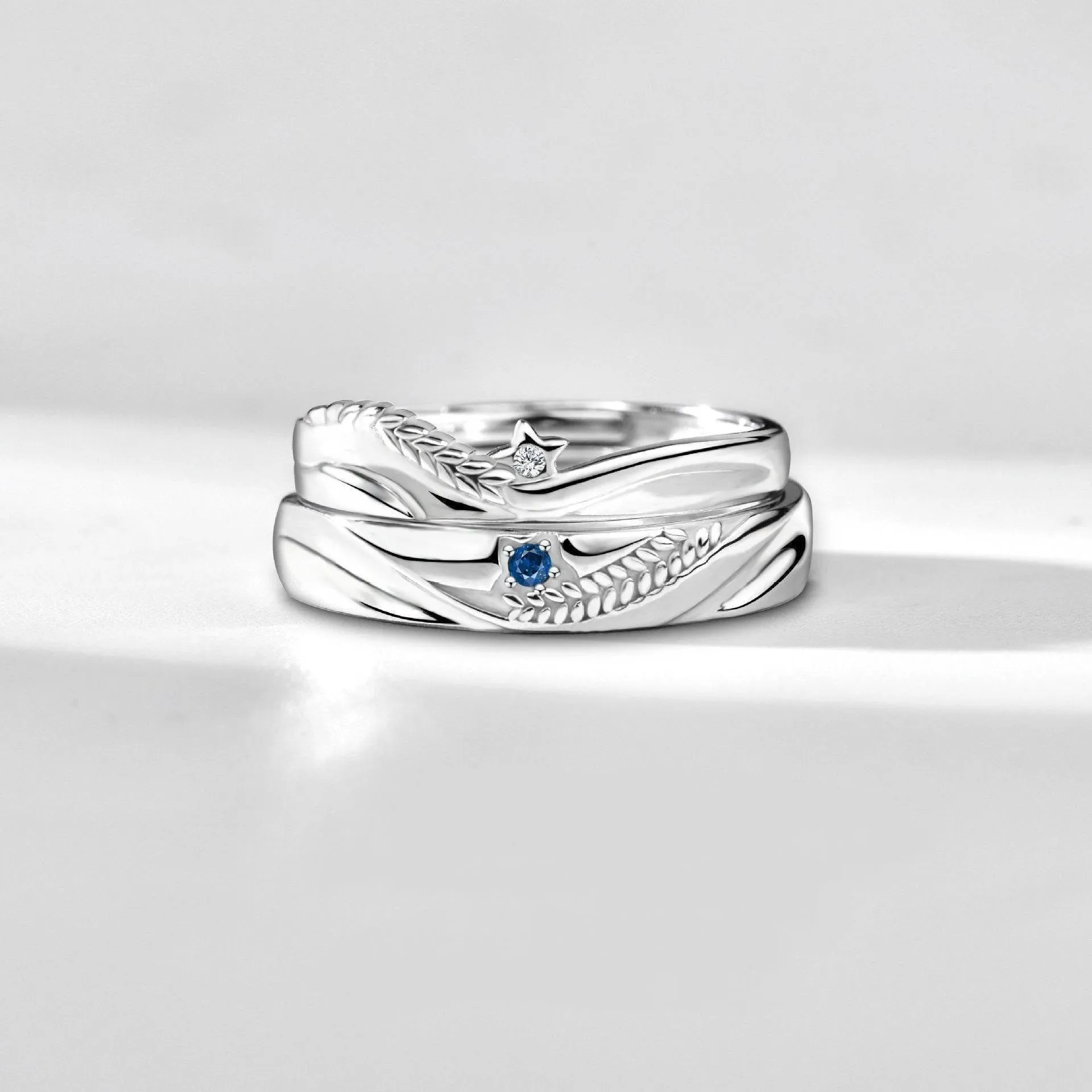 Starry Sea Wheat Ear Couple Rings