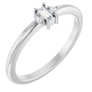Sterling Silver .08 CTW Natural Diamond Stackable Ring