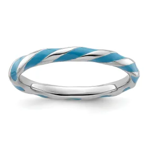 Sterling Silver Blue Enameled Stackable Ring