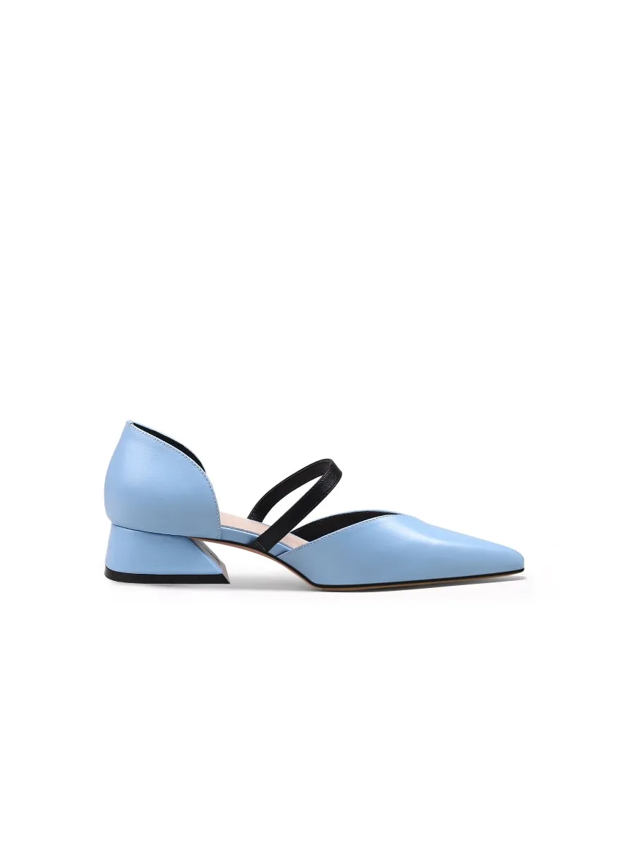 Strap-Detail Leather D'Orsay Pump Sky Blue