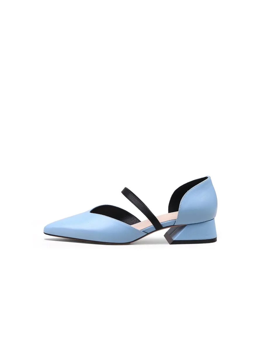 Strap-Detail Leather D'Orsay Pump Sky Blue