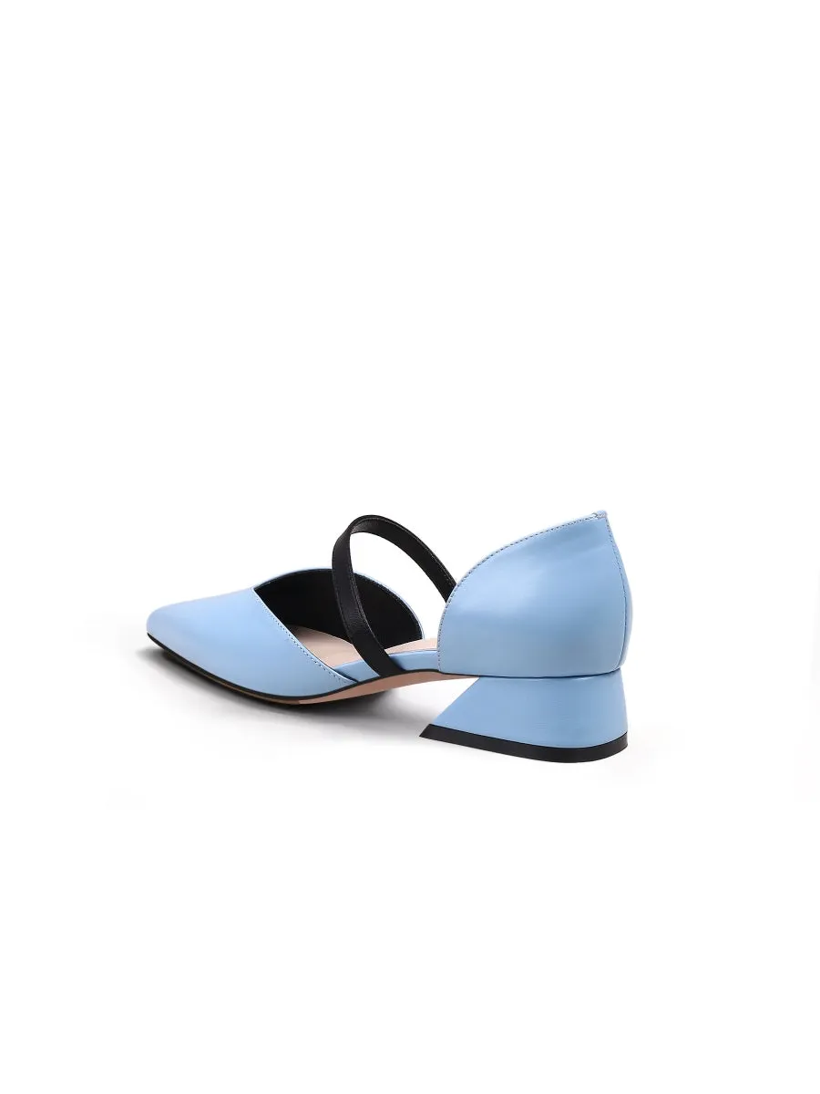 Strap-Detail Leather D'Orsay Pump Sky Blue