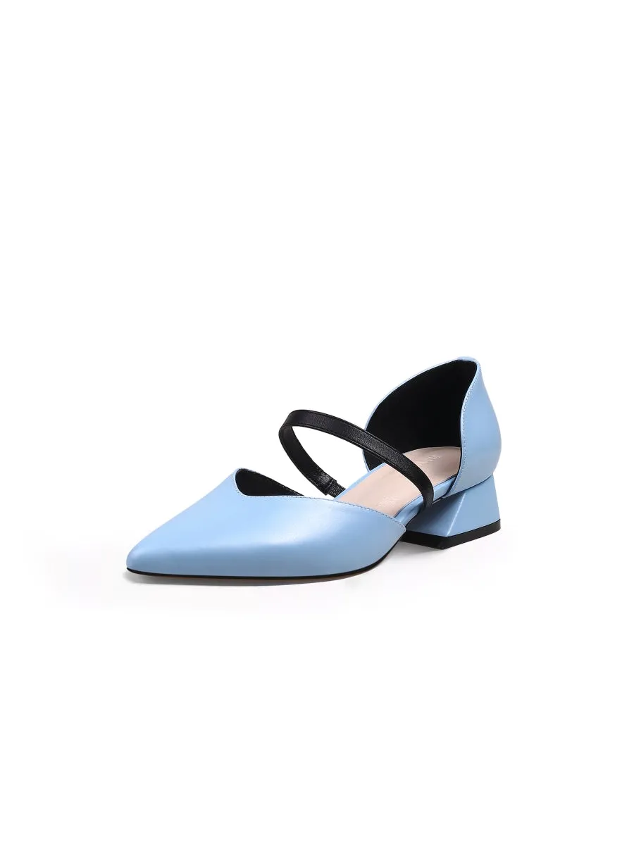 Strap-Detail Leather D'Orsay Pump Sky Blue