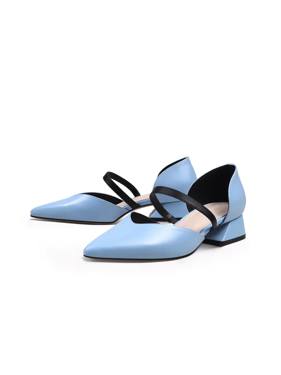 Strap-Detail Leather D'Orsay Pump Sky Blue