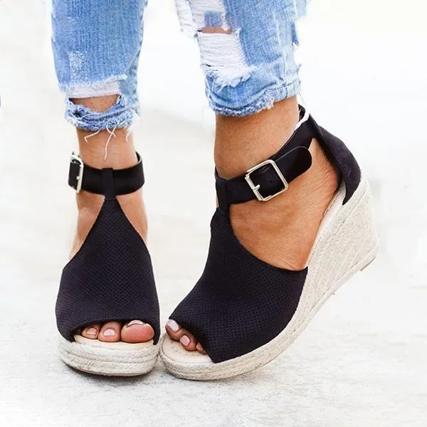 Summer Fish Mouth Wedge Sandals