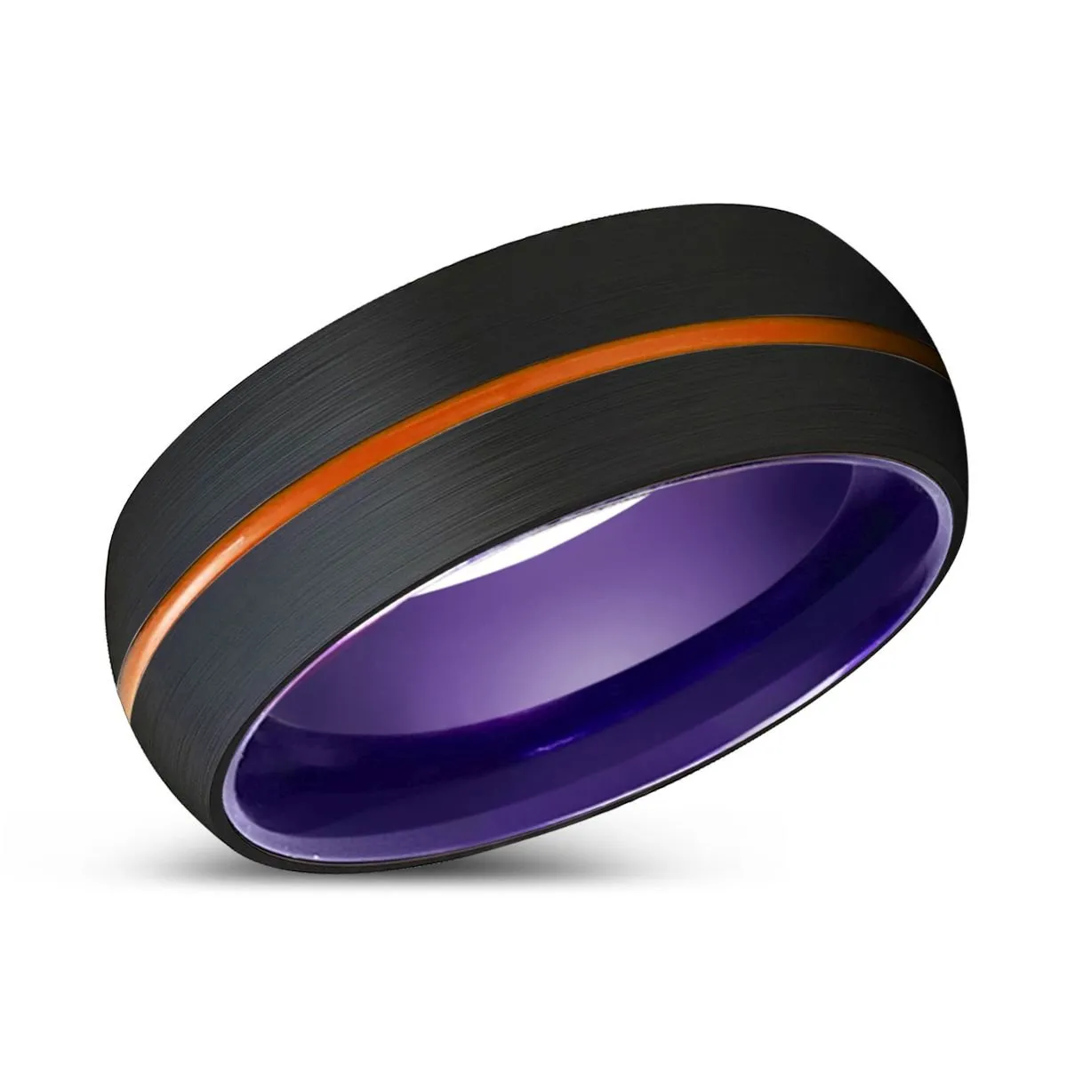 TITANUS | Purple Ring, Black Tungsten Ring, Orange Groove, Domed