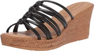Tuscany Women's Wedge Sandal, Black, 9.5